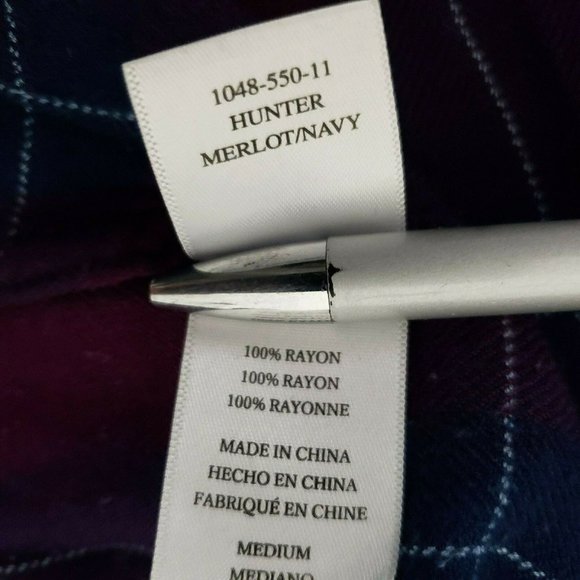 Rails Hunter Shirt Merlot Navy Plaid Flannel Rayon Long Sleeve Womens Medium - Picture 6 of 9